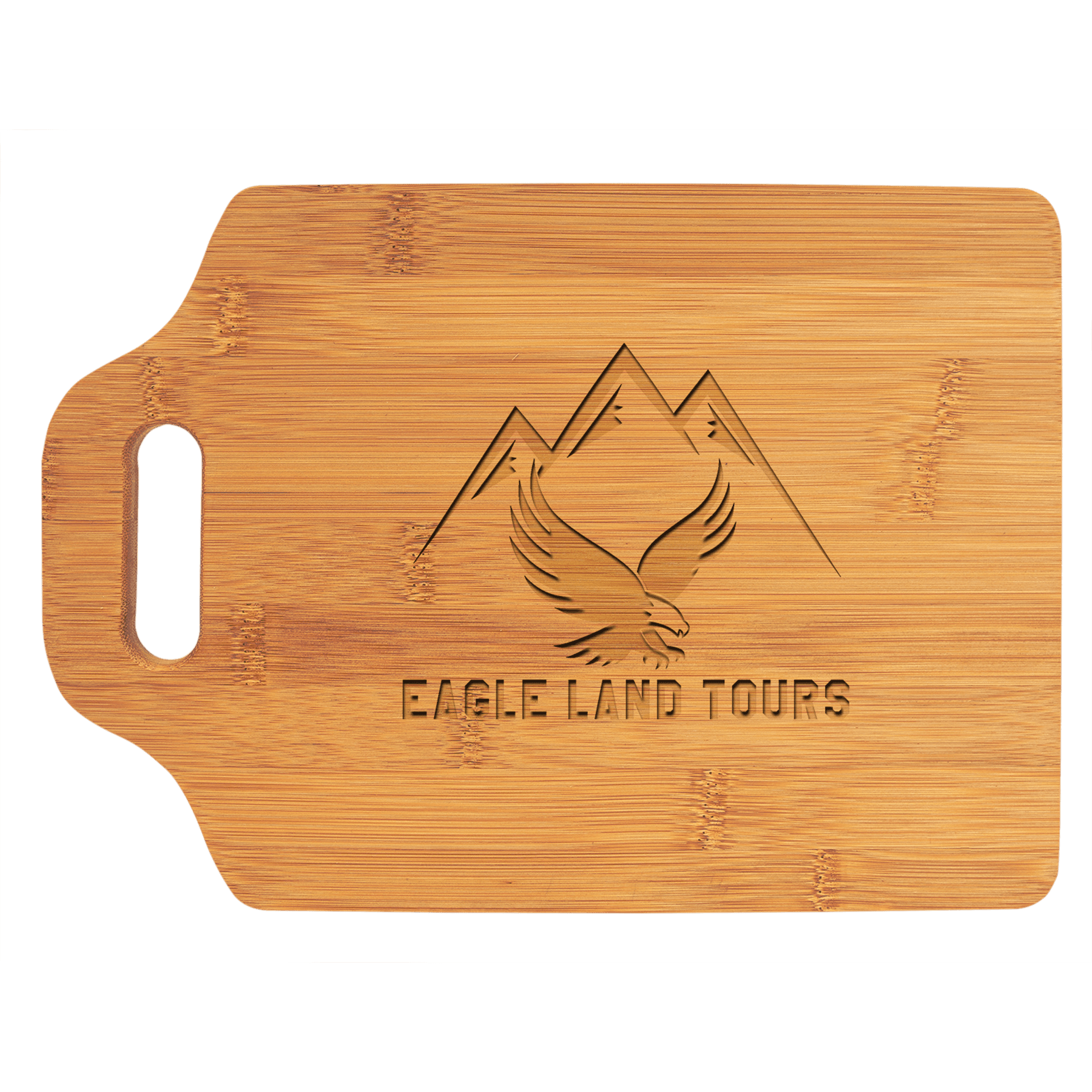 Engraved 11" x 7 3/4" Bamboo Personalized Cutting Board with Handle - Barware Hub - Barware Swag and Etched Gifts