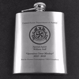 Engraved Brushed Finish Flask - 8 oz 5" - Item 021041 - Barware Hub - Barware Swag and Etched Gifts