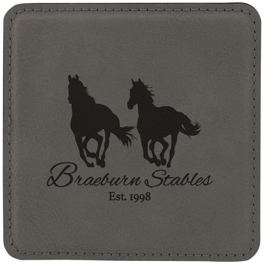 Engraved 4" x 4" Square Drink Coasters - Personalized Leatherette Coasters - Barware Hub - Barware Swag and Etched Gifts