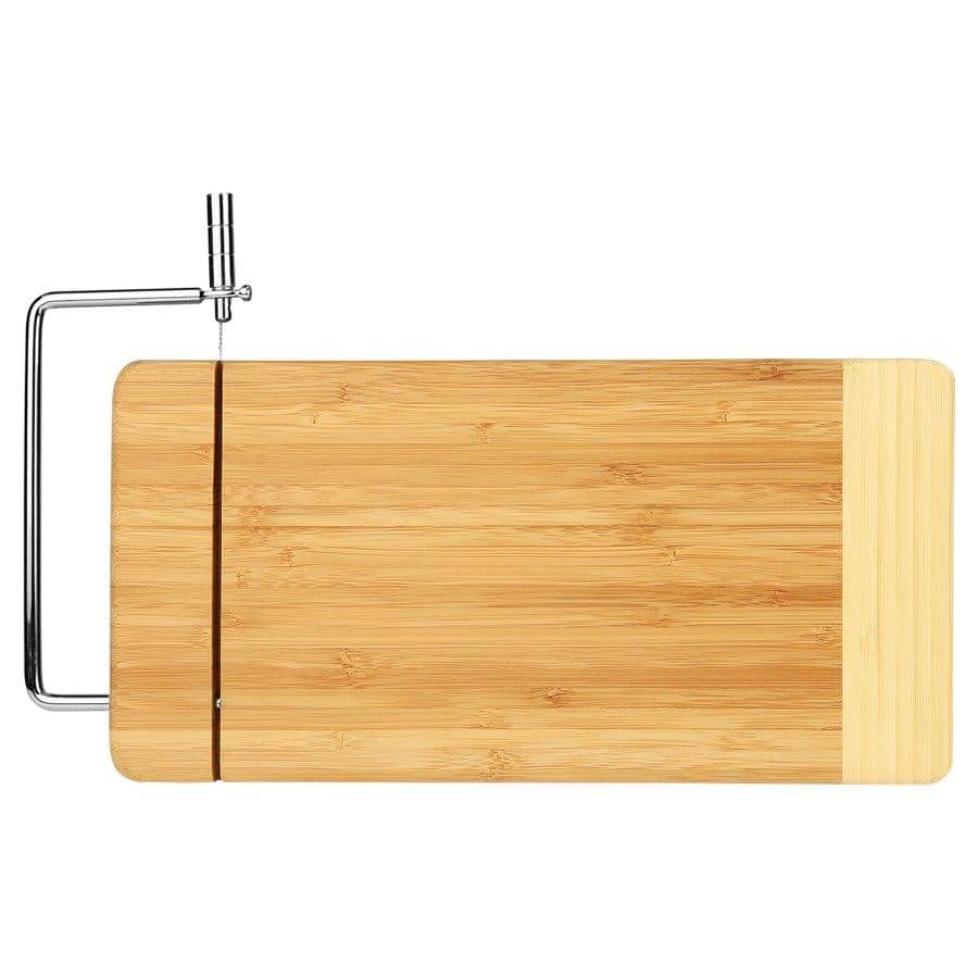 Engraved 12" x 6" Bamboo Rectangle Personalized Cutting Board with Metal Cheese Cutter - Barware Hub - Barware Swag and Etched Gifts