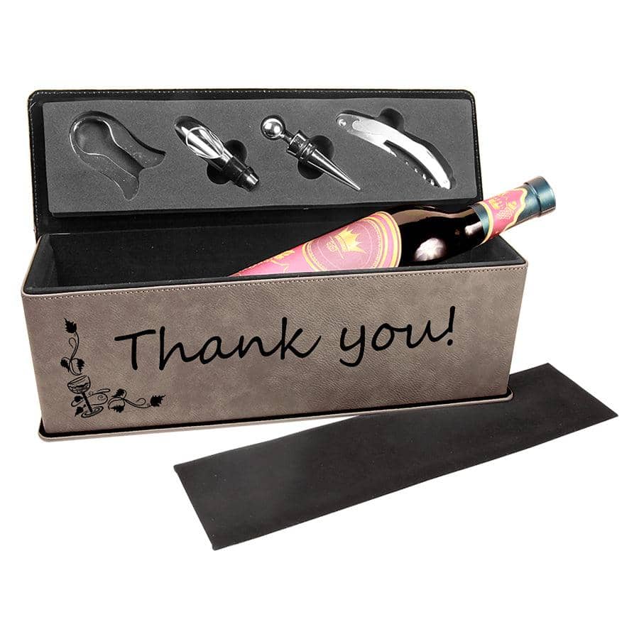 Personalized Custom Engraved Leatherette Wine Box with Tools - Barware Hub - Barware Swag and Etched Gifts