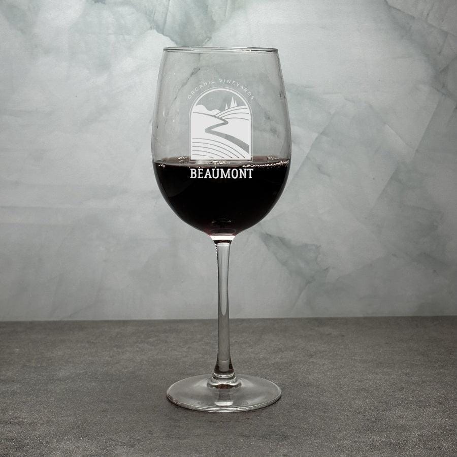 Engraved 12 oz. Acopa Flora Personalized Etched Wine Glass - 5535312 - Barware Hub - Barware Swag and Etched Gifts