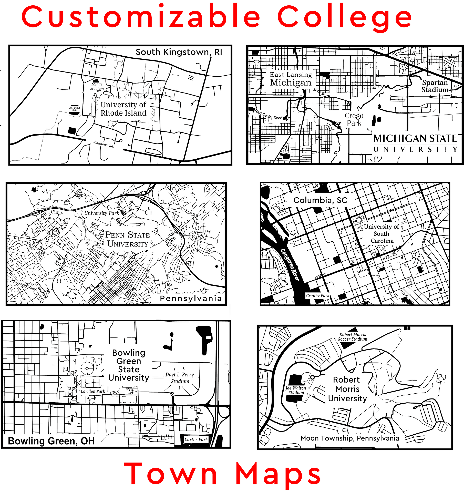 Engraved College Town Map Glass 16 oz-Item 212/G3960A-5139 - Barware Hub - Barware Swag and Etched Gifts