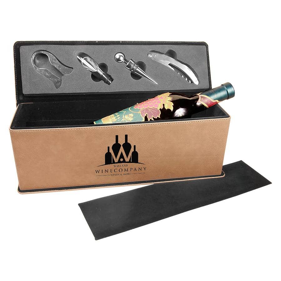 Personalized Custom Engraved Leatherette Wine Box with Tools - Barware Hub - Barware Swag and Etched Gifts