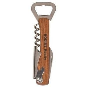 5 1/4" Engraved Wooden Bottle Opener & Wine Corkscrew - Add Your Logo - Barware Hub - Barware Swag and Etched Gifts