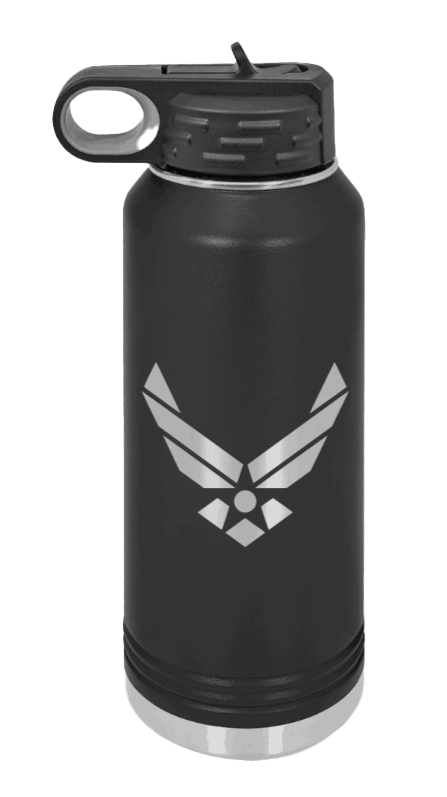 Air Force Water Bottle Laser Engraved (Etched) - Quality Glass Designer