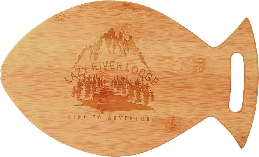 Engraved 14" x 8 1/2" Bamboo Fish Shaped Personalized Cutting Board - Barware Hub - Barware Swag and Etched Gifts