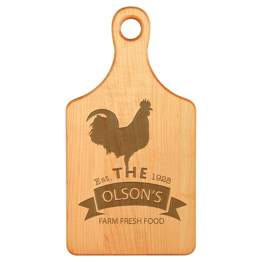 Engraved 13 1/2" x 7" Maple Paddle Shaped Personalized Cutting Board - Item GFT163 - Barware Hub - Barware Swag and Etched Gifts
