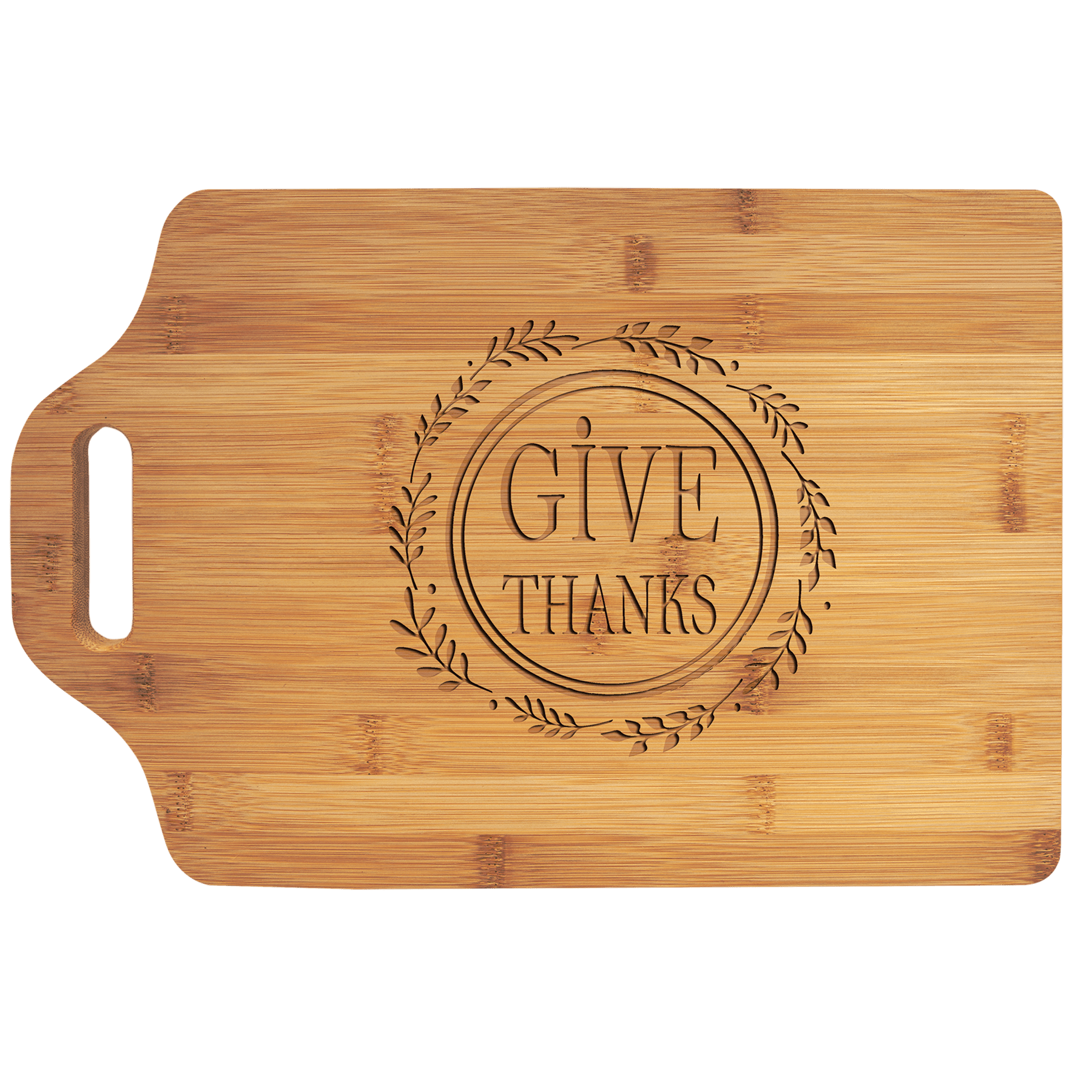 Engraved 15" x 10 1/4" Bamboo Personalized Cutting Board with Handle - Barware Hub - Barware Swag and Etched Gifts