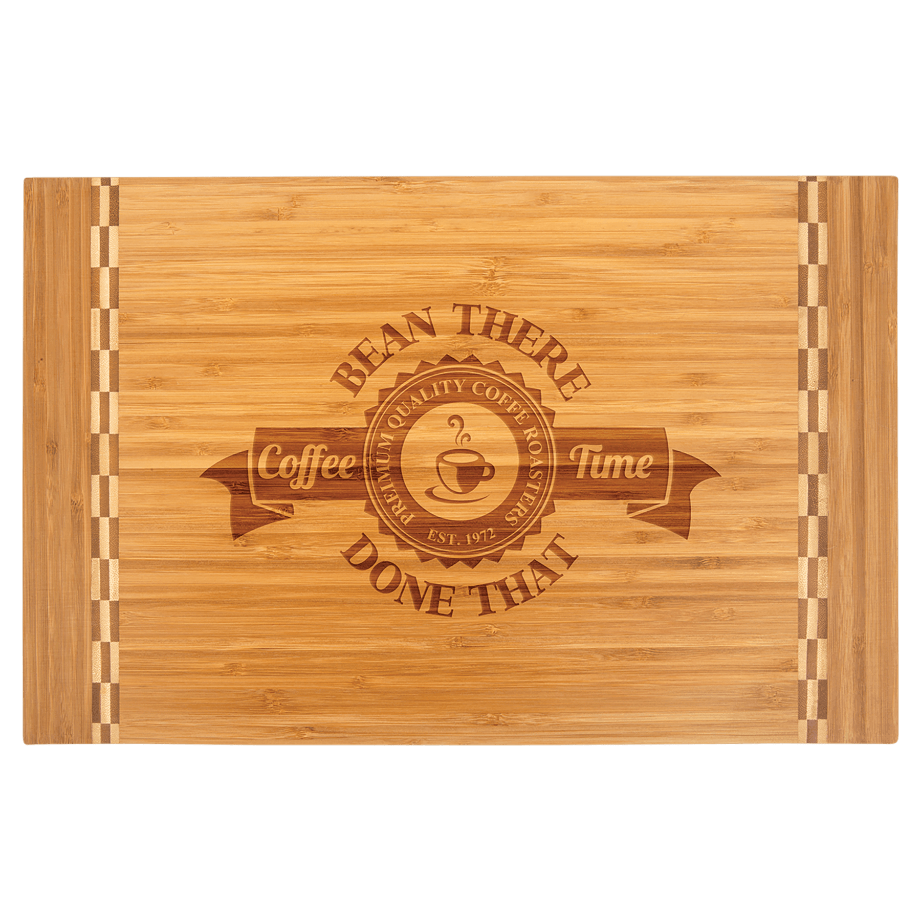 Engraved 18 1/4" x 12" Bamboo Personalized Cutting Board with Butcher Block Inlay - Barware Hub - Barware Swag and Etched Gifts