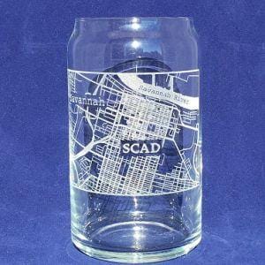 Engraved College Town Map Glass Beer Can/Soda Can 16 oz - Item 209/L-CTM - Barware Hub - Barware Swag and Etched Gifts