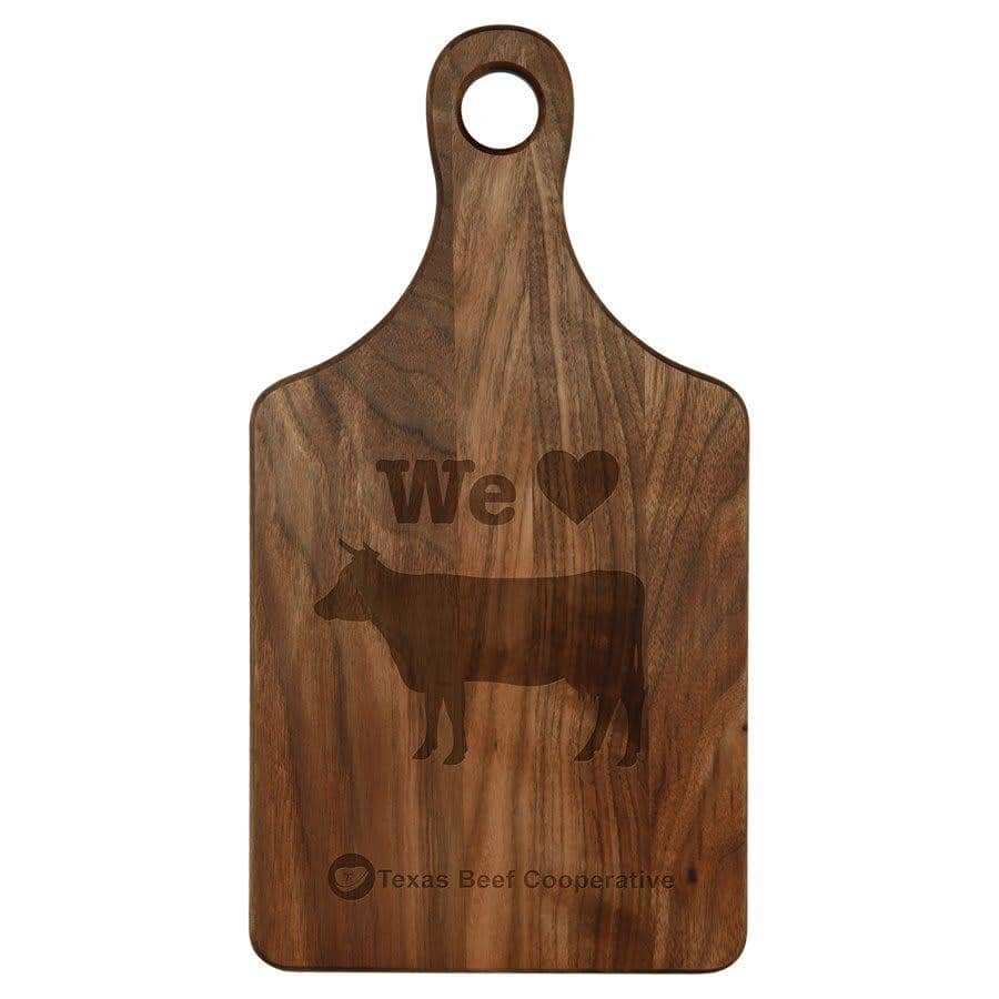 Engraved 13 1/2" x 7" Walnut Paddle Shape Personalized Cutting Board - Barware Hub - Barware Swag and Etched Gifts