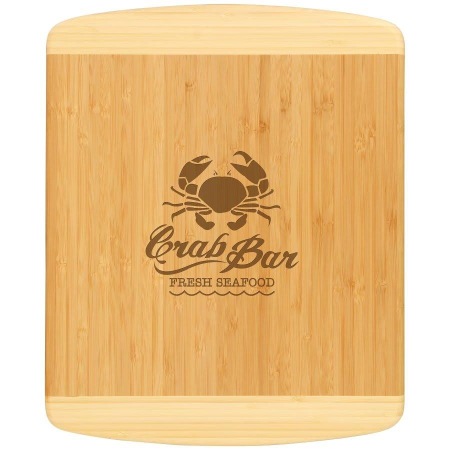 Engraved 13 1/2" x 11 1/2" Bamboo 2-Tone Personalized Cutting Board - Barware Hub - Barware Swag and Etched Gifts