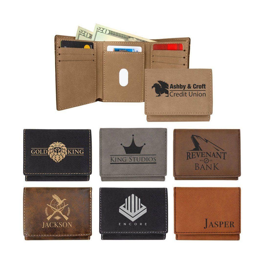 Engraved Trifold Wallet, Laserable Leatherette - Barware Hub - Barware Swag and Etched Gifts