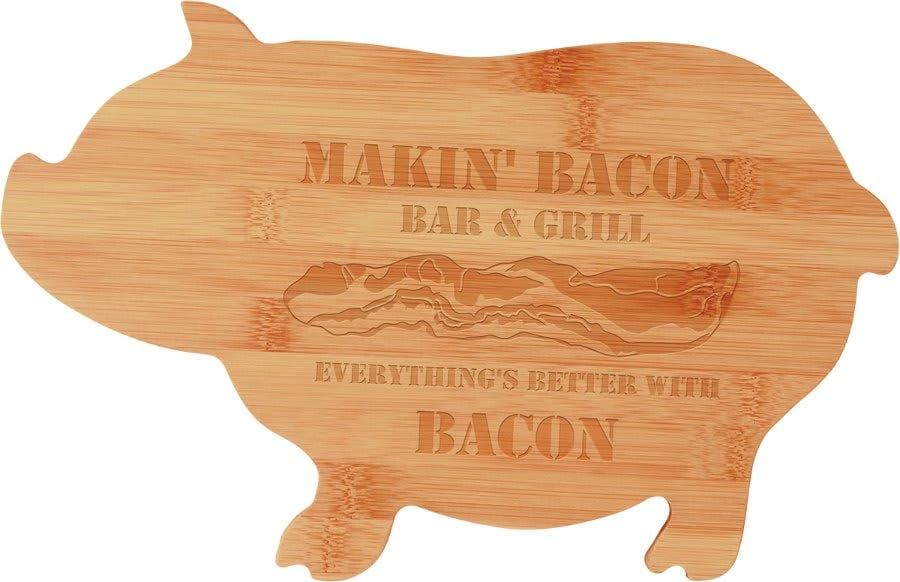 Engraved 13 3/4" x 8 3/4" Bamboo Pig Shaped Personalized Cutting Board - Barware Hub - Barware Swag and Etched Gifts