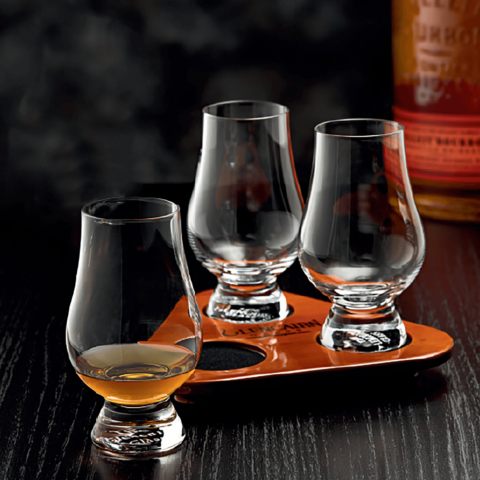 Engraved 6oz. Glencairn Glasses 3 Piece Set with Flight Tray - Item 3555331 - Barware Hub - Barware Swag and Etched Gifts