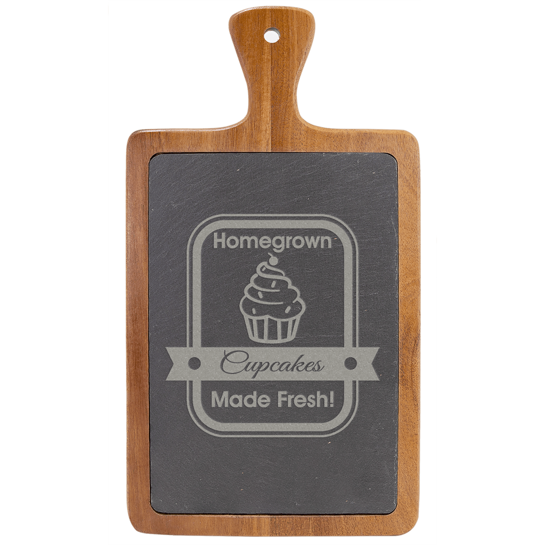Engraved 13 1/4" x 7" Acacia Wood/Slate Personalized Cutting Board - Barware Hub - Barware Swag and Etched Gifts