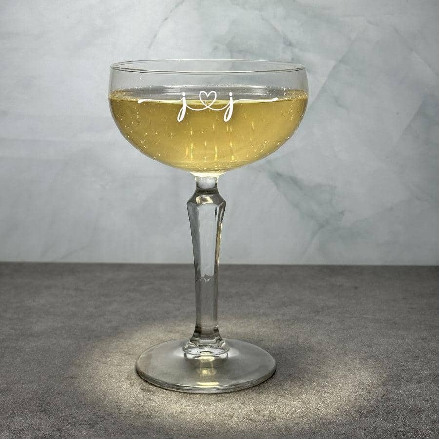 Engraved Retro Champagne or Martini Glass - 8.25 oz - Item QGE-499/601602 - Barware Hub - Barware Swag and Etched Gifts