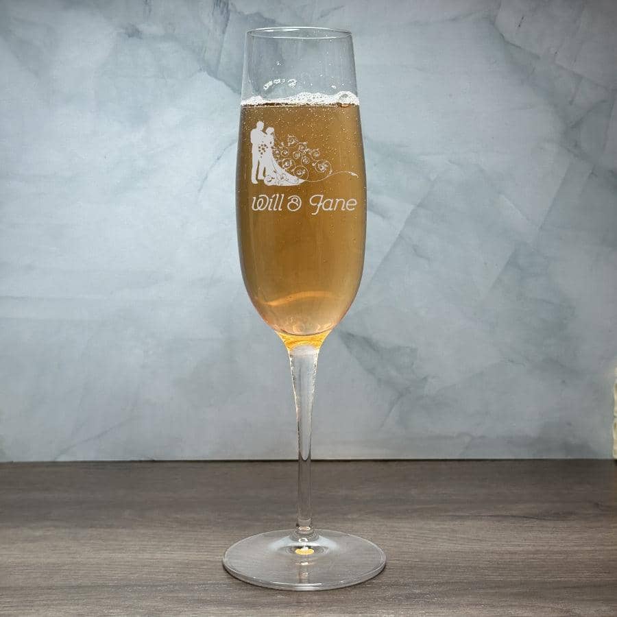 Engraved Luigi Bormioli Palace Crystal Flute Champagne Glass - 8 oz - Item 479/09233-06 - Barware Hub - Barware Swag and Etched Gifts