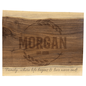 Engraved 11 1/2"x 8 3/4" Black Walnut Personalized Cutting and Charcuterie Board - Item GFT2318 - Barware Hub - Barware Swag and Etched Gifts