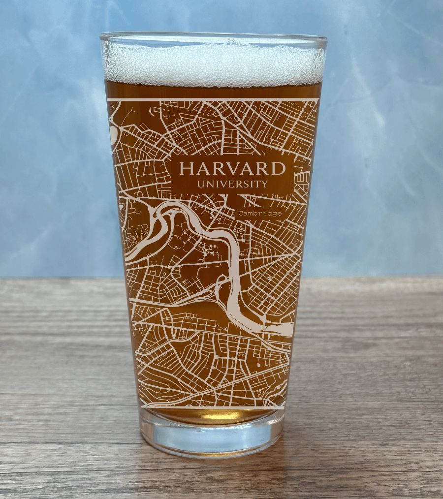 Engraved College Town Map Large Beer Glass 20 oz-Item 221/5137-23303 - Barware Hub - Barware Swag and Etched Gifts