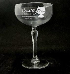 Engraved Retro Champagne or Martini Glass - 8.25 oz - Item QGE-499/601602 - Barware Hub - Barware Swag and Etched Gifts