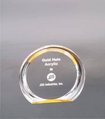 5 3/8" Engraved Gold Round Halo Personalized Acrylic Award - Barware Hub - Barware Swag and Etched Gifts