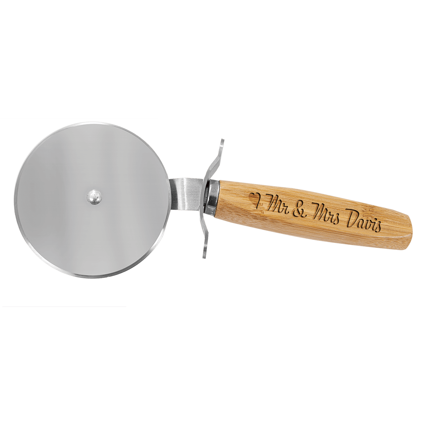 9 1/4" Bamboo Pizza Cutter - Barware Hub - Barware Swag and Etched Gifts