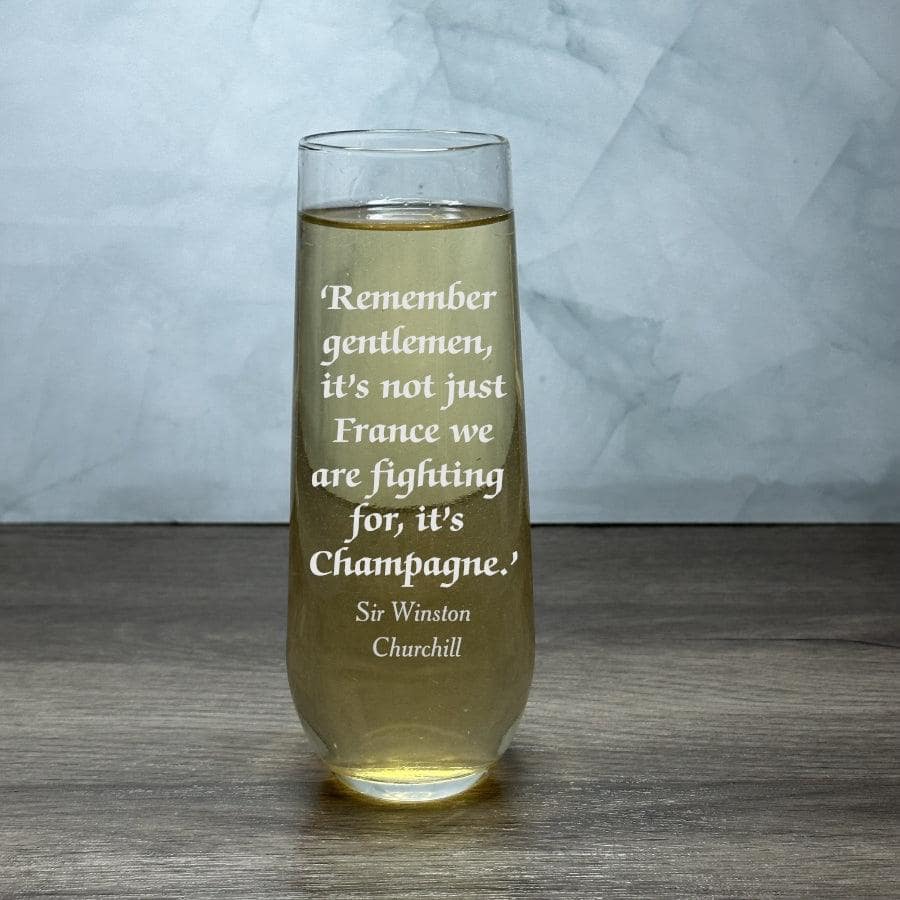 Engraved Stemless Champagne Glass - 8.5 oz - Item 228/551228 - Barware Hub - Barware Swag and Etched Gifts