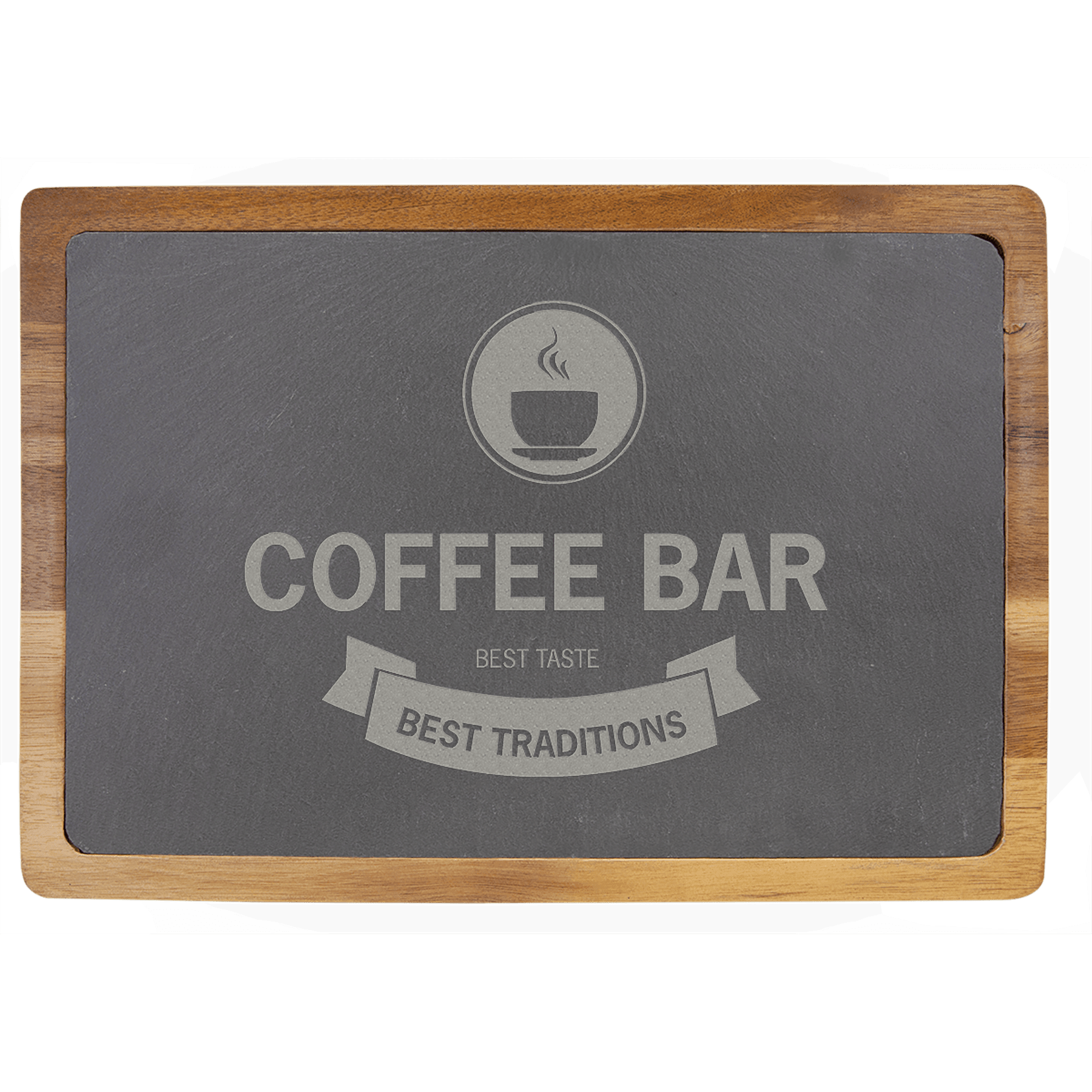 Engraved 13" x 9" Acacia Wood/Slate Personalized Cutting Board - Barware Hub - Barware Swag and Etched Gifts