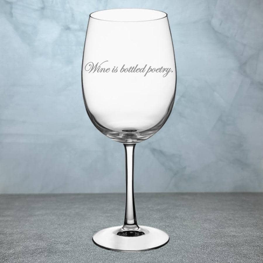 White Engraved Wine Glass - 19 oz - Item 495/GA45558 - Barware Hub - Barware Swag and Etched Gifts